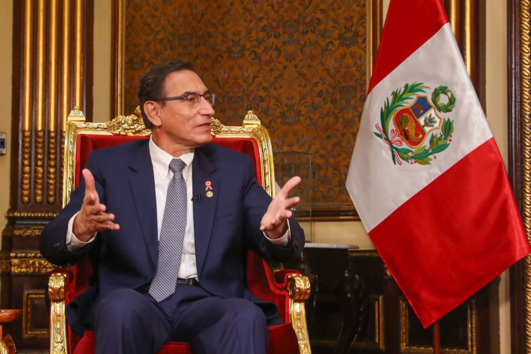 Presidente de la República, Martín Vizcarra, ofrece entrevista a TV Perú en Palacio de Gobierno. ANDINA/Prensa Presidencia