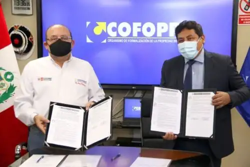 El Organismo de Formalización de la Propiedad Informal (Cofopri) firmó el primer convenio para la ejecución del catastro con la Municipalidad Distrital de Inambari, ubicado en la provincia de Tambopata, departamento Madre de Dios, en el marco del Plan Nacional de Catastro-Utjawi.