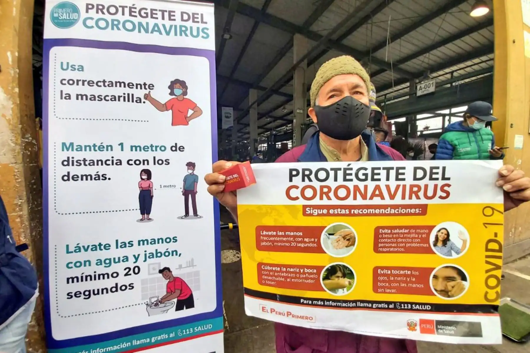 Minsa visita mercado en Santa Anita para informar sobre las principales medidas de prevención ante el covid-19. Foto: @Minsa_Peru