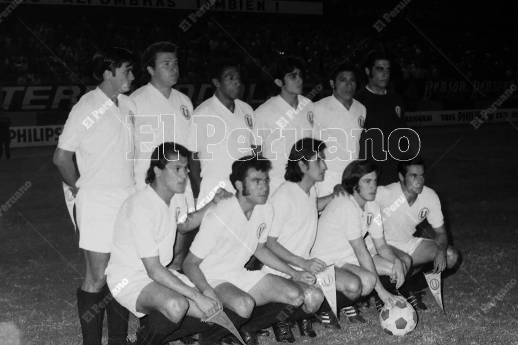 Equipo de Universitario de Deportes que  igualó sin goles con Independiente de Avellaneda en la primera final de la Copa Libertadores en el Estadio Nacional. Foto: Archivo Histórico de El Peruano.