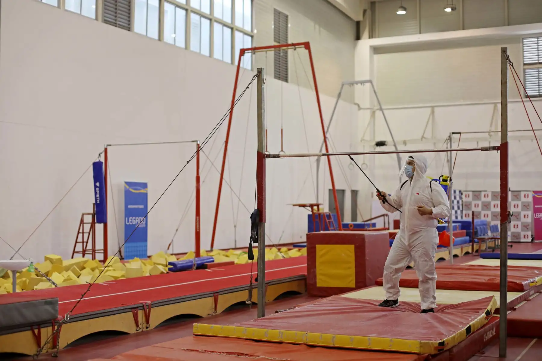 Protocolos de bioseguridad  contra el covid-19,  para  los deportistas  que entrena en las sedes del Legado 2019.Foto:ANDINA/Legado.