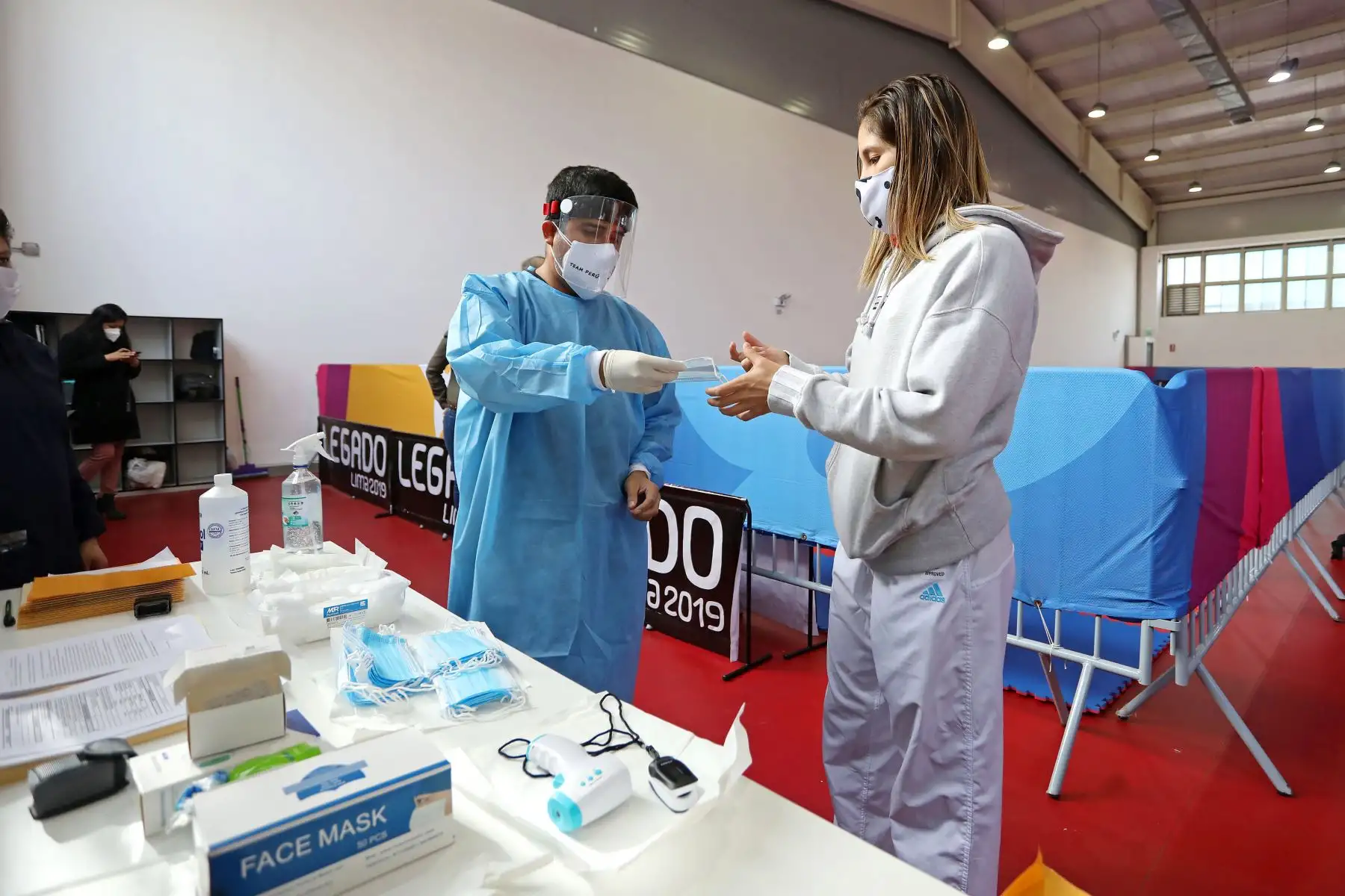 Protocolos de bioseguridad  contra el covid-19,  para  los deportistas  que entrena en las sedes del Legado 2019.Foto:ANDINA/Legado.