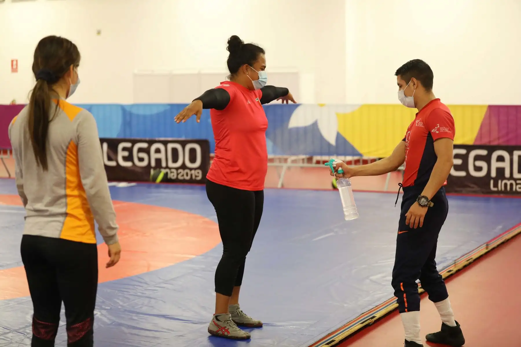 Protocolos de bioseguridad  contra el covid-19,  para  los deportistas  que entrena en las sedes del Legado 2019.Foto:ANDINA/Legado.