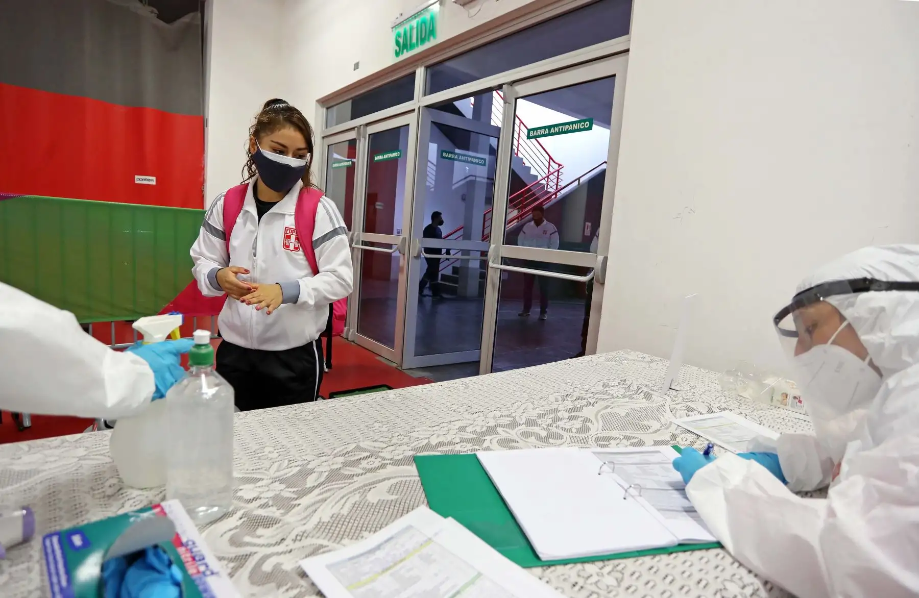 Protocolos de bioseguridad  contra el covid-19,  para  los deportistas  que entrena en las sedes del Legado 2019.Foto:ANDINA/Legado.