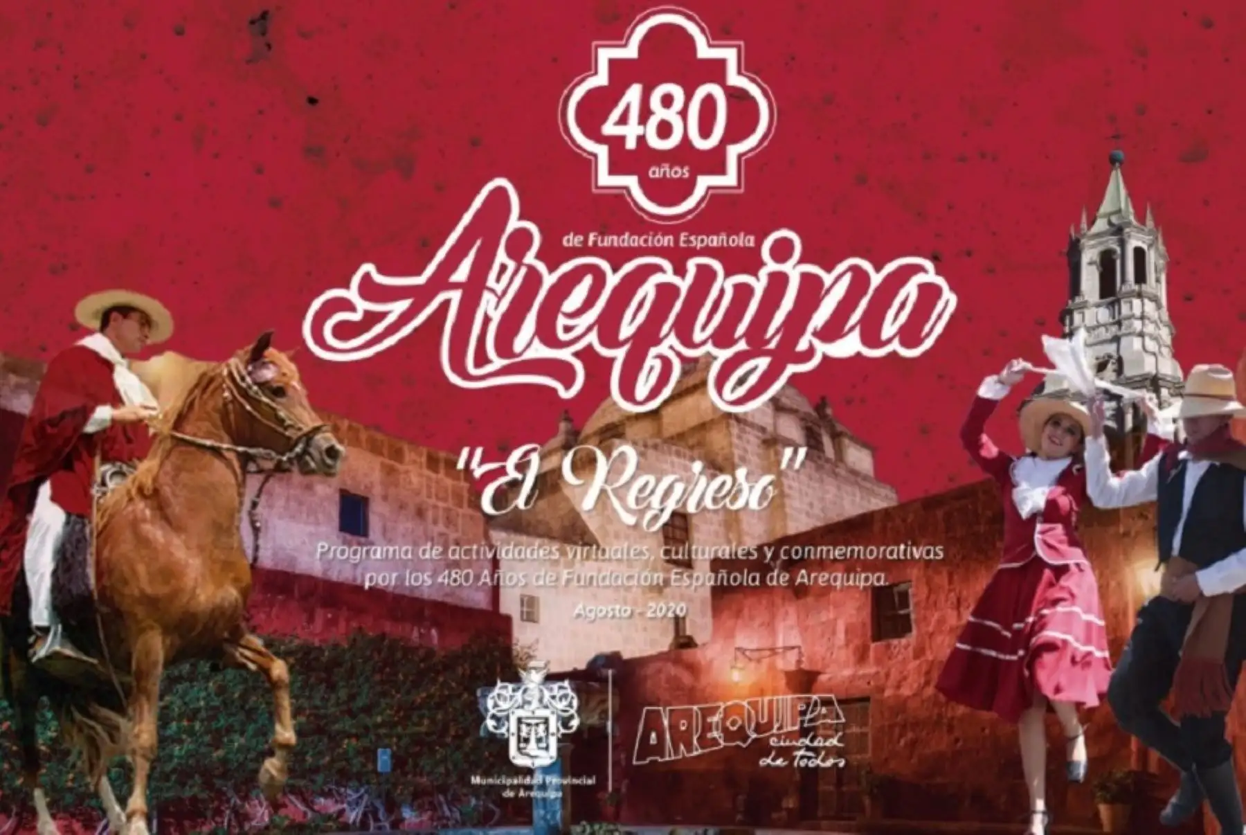 Con una serie de actividades protocolares y culturales que se transmitirán a través de redes sociales, debido al respeto de la cuarentena focalizada por el impacto de la pandemia del covid-19, la Municipalidad Provincial de Arequipa celebra el 480 aniversario de la fundación española de la Ciudad Blanca. Foto. Facebook/Municipalidad Provincial de Arequipa