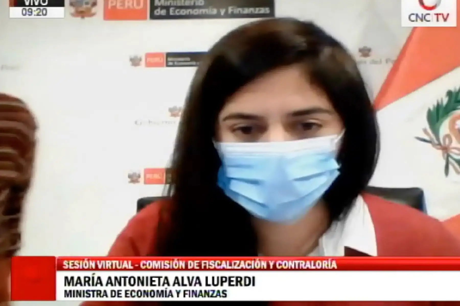 Ministra de Economía y Finanzas, María Antonieta Alva, participa en sesión virtual de la Comisión de Fiscalización y Contraloría del Congreso. Foto: Difusión