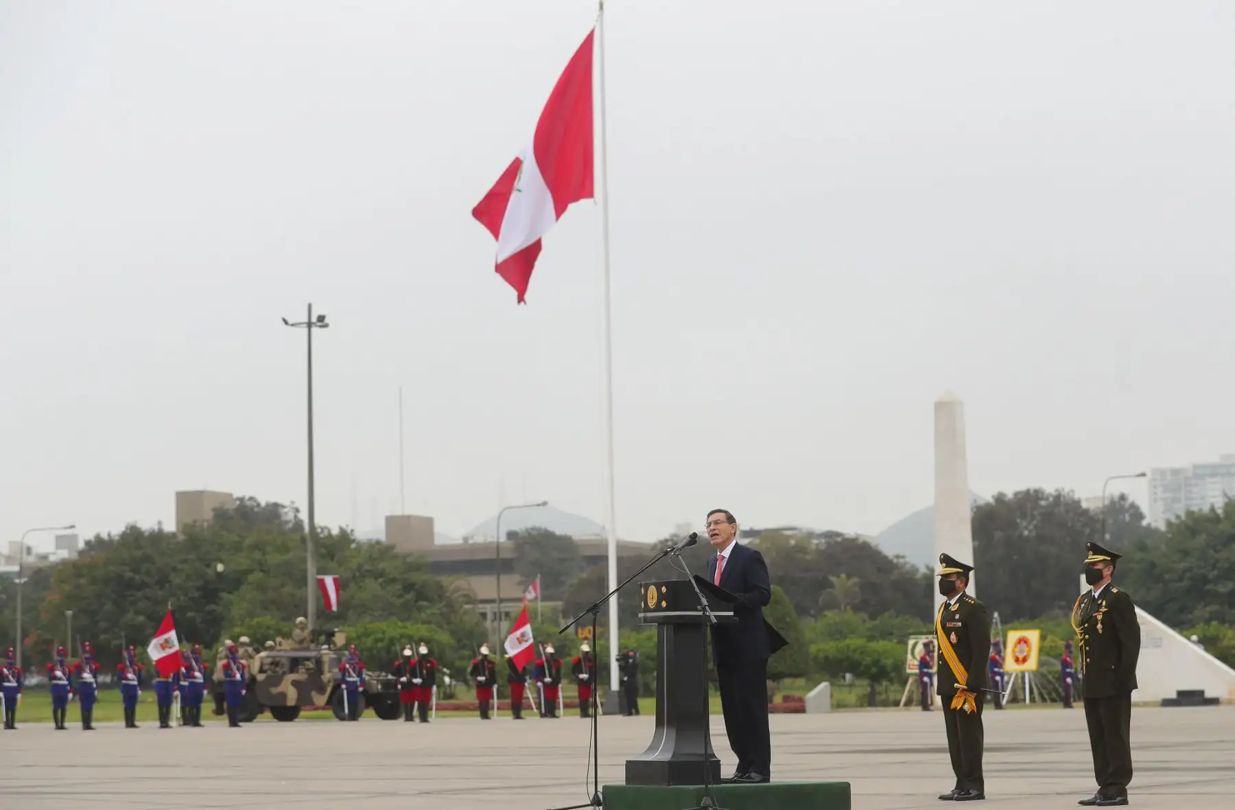 President Martin Vizcarra attends the 199th anniversary ceremony of the establishment of the Republican Army in Peru. Photo:ANDINA/Presidency of the Republic.