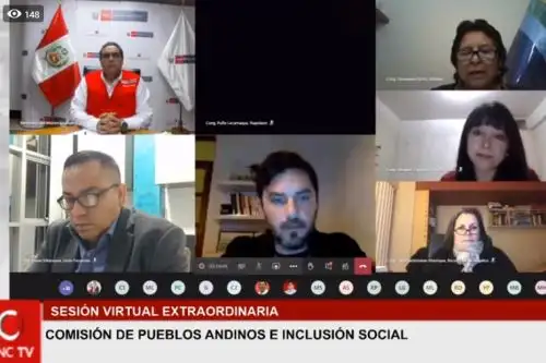 Ministro Montoya se presentó en la sesión virtual conjunta de las comisiones de Pueblos Andinos y de Inclusión Social. Foto: captura TV