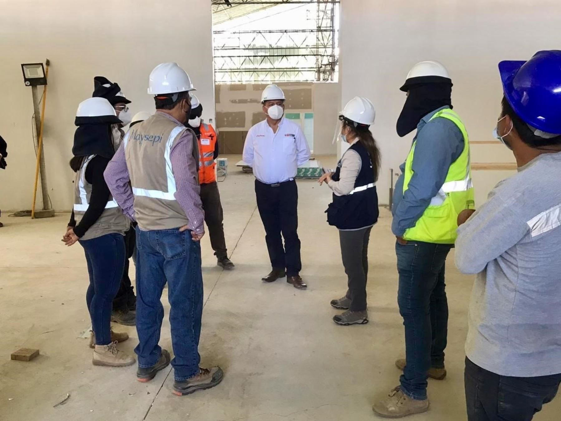 El Ministerio de Salud verificó en Huánuco los avances de instalación de hospital temporal que albergará a pacientes afectados con coronavirus (covid-19) de esa ciudad. ANDINA/Difusión