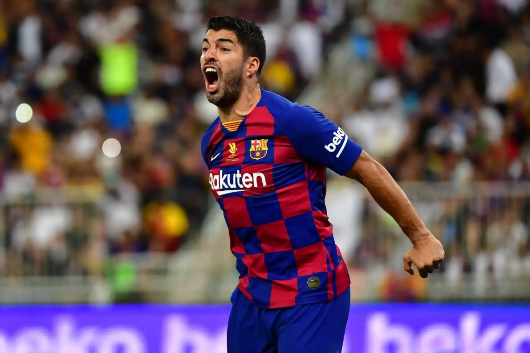 El delantero uruguayo de Barcelona Luis Suárez reacciona durante la semifinal de la Supercopa de España entre Barcelona y Atlético de Madrid  en la King Abdullah Sport City en la ciudad portuaria de Arabia Saudita de Jeddah.

Foto: AFP