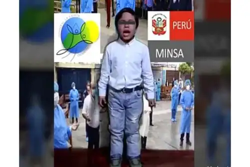Niños de la institución educativa Capullitos de Amor participó en video para personal de salud del Hospital La Caleta de Chimbote. Foto: ANDINA/Difusión