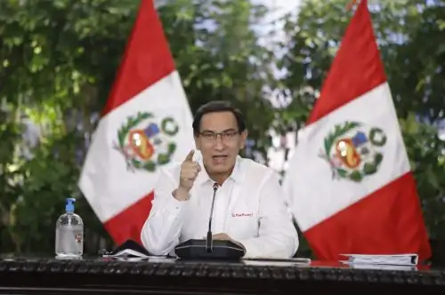 Peruvian President Martin Vizcarra holds a press conference at the Government Palace in Lima. Photo: ANDINA/Presidency of the Republic