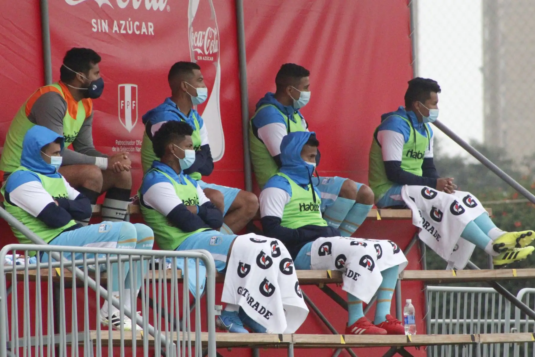 Futbolistas del  D.Llacuabamba,  durante el encuentro que sostienen ante Atlético Grau por la fecha 9 de la Liga 1 del torneo Apertura 2020 en la Videna. Foto: @LigaFutProfdel