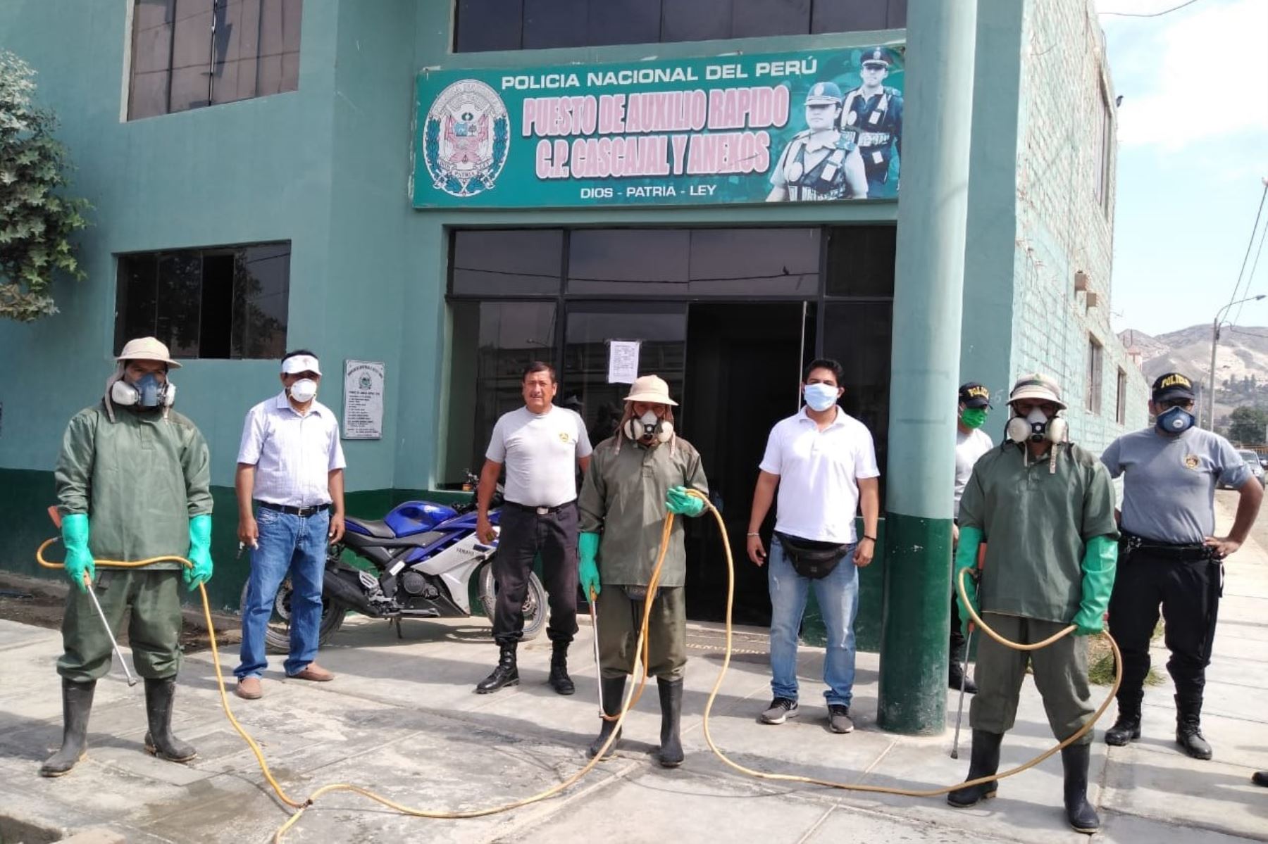 Campaña de desinfección y fumigación de locales públicos impulsada por la empresa agroindustrial Virú. ANDINA/Difusión