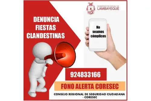 El Coresec Lambayeque pidió ayuda a la población para denunciar las fiestas clandestinas y contribuir a evitar la propagación del coronavirus. Foto: ANDINA/Difusión
