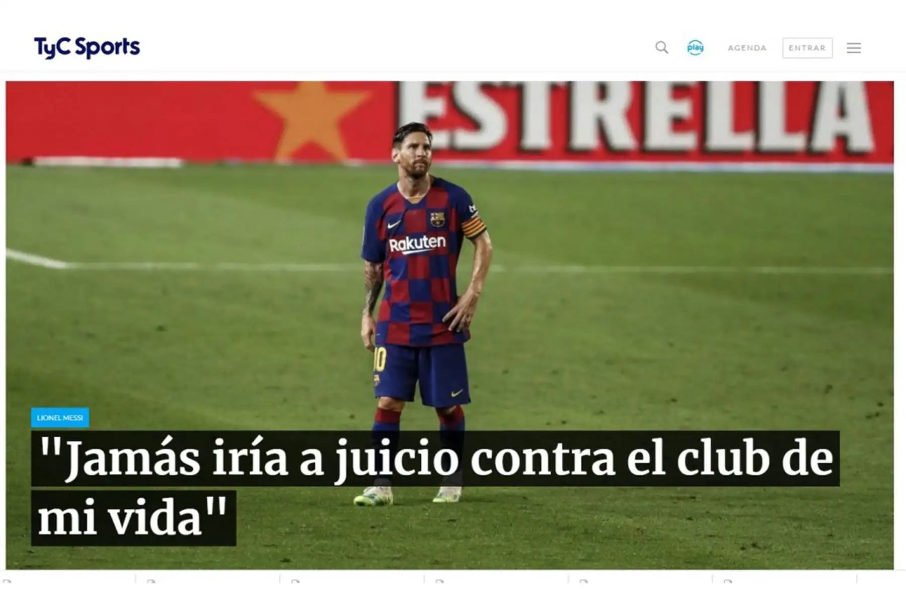 TyC de Argentina. Reacciones de la prensa internacional tras el anuncio de la continuidad de Lionel Messi en el Barcelona de España. Foto: INTERNET/Medios
