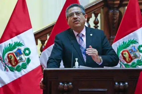 Conferencia de prensa del presidente del Congreso, Manuel Merino de Lama. Foto: ANDINA/Congreso.