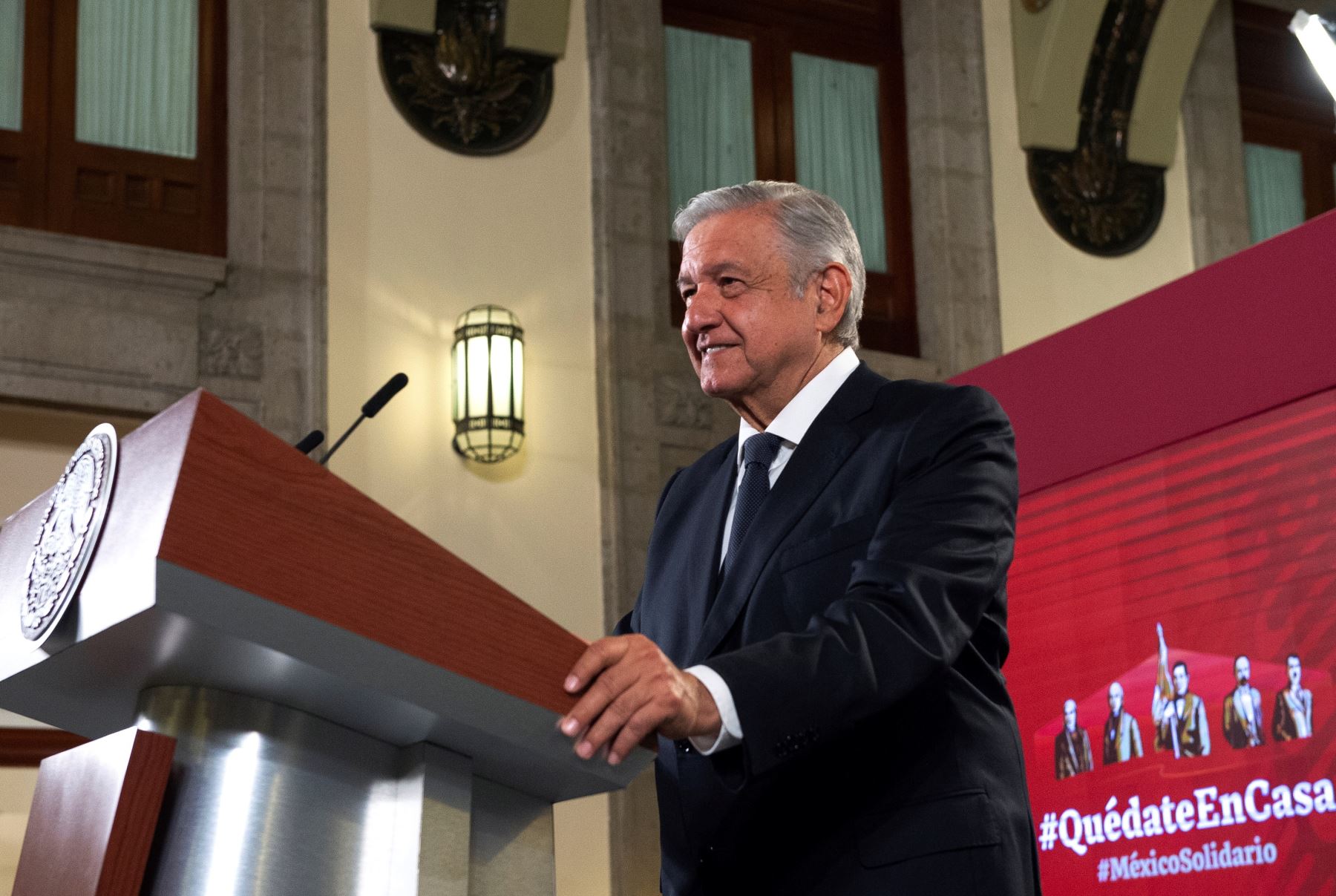 El presidente Andrés Manuel López Obrador, durante una rueda de prensa en Palacio Nacional de Ciudad de México (México). Foto: EFE