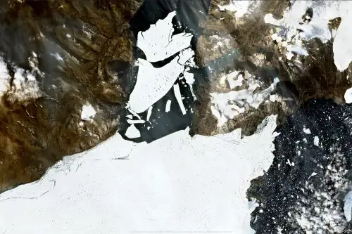 Las temperaturas más cálidas en Groenlandia han provocado que una masa de hielo de 113 kilómetros cuadrados se desprenda del glaciar flotante más grande del Ártico, dijeron los científicos. Foto: AFP.