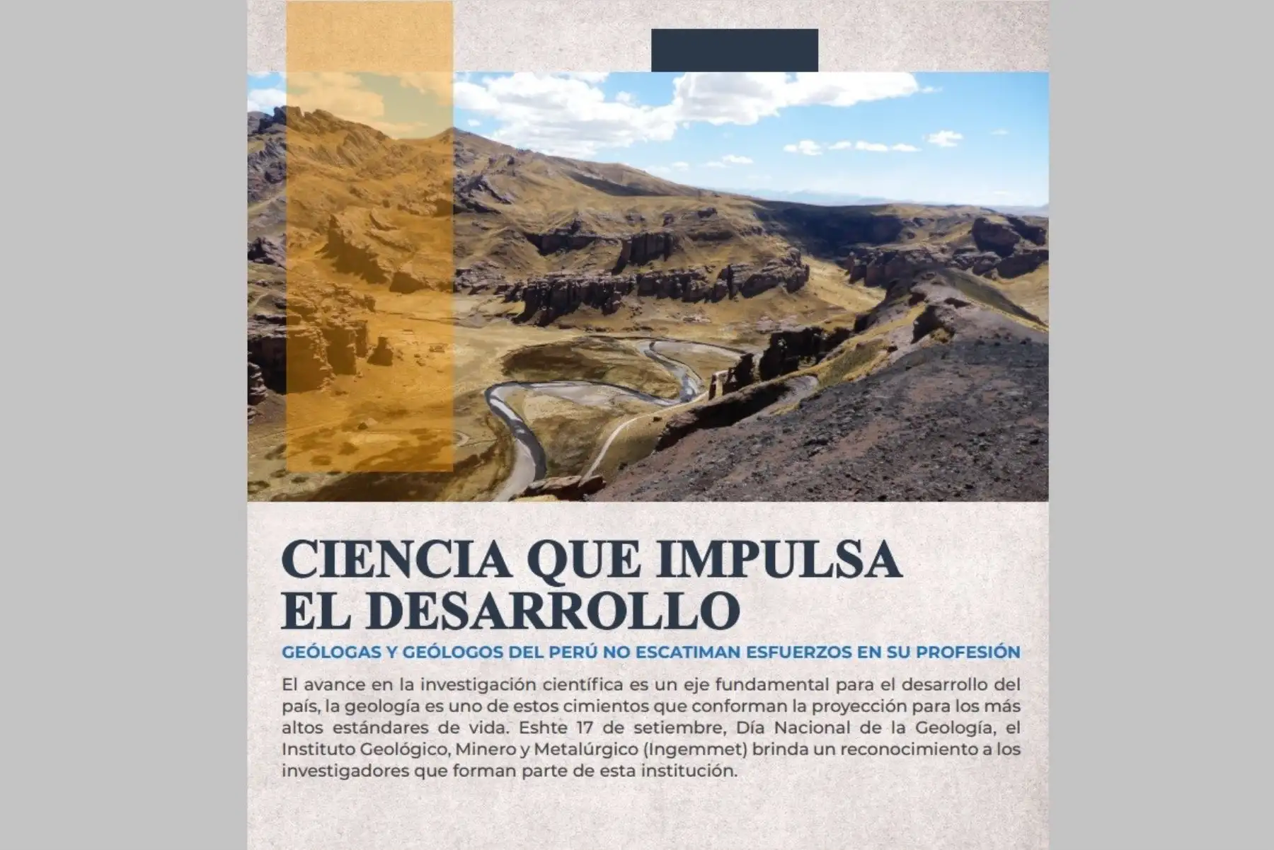 Portada de la publicación especial del Ingemmet con ocasión del Día Nacional de la Geología.