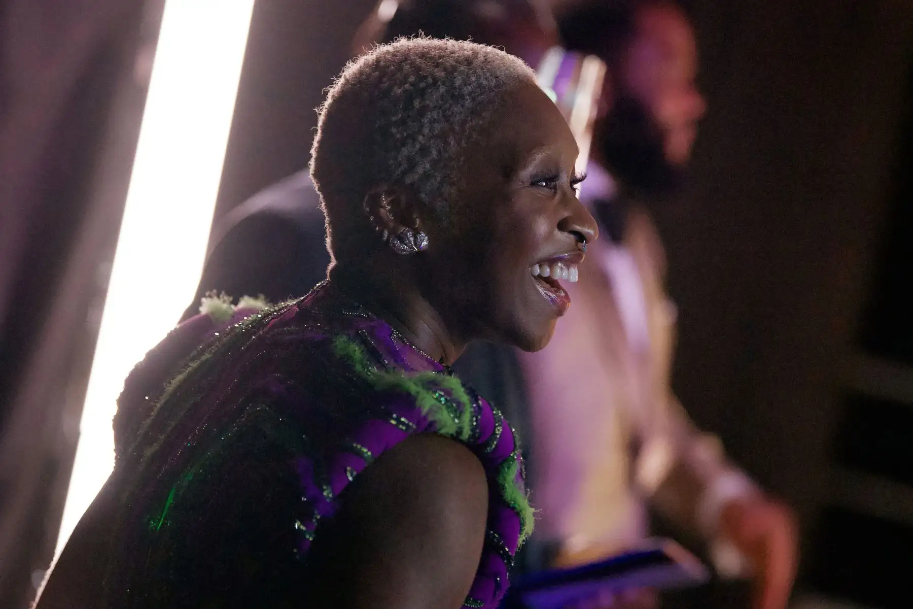 La actriz británica, Cynthia Erivo, en el Staples Center durante la 72a ceremonia de los premios Primetime Emmy, celebrada virtualmente. Foto: AFP