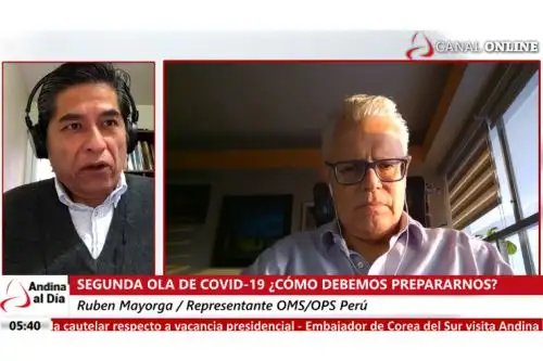 Rubén Mayorga, representante de OMS/OPS Perú Reconoció que el Perú se encuentra en mejores condiciones para enfrentar una posible ola de covid-19, pues ahora los hospitales cuentan con camas disponibles para covid-19 moderado, para las Unidades de Cuidados Intensivos (UCI) y tiene disponibles de cuidados intermedios. ANDINA