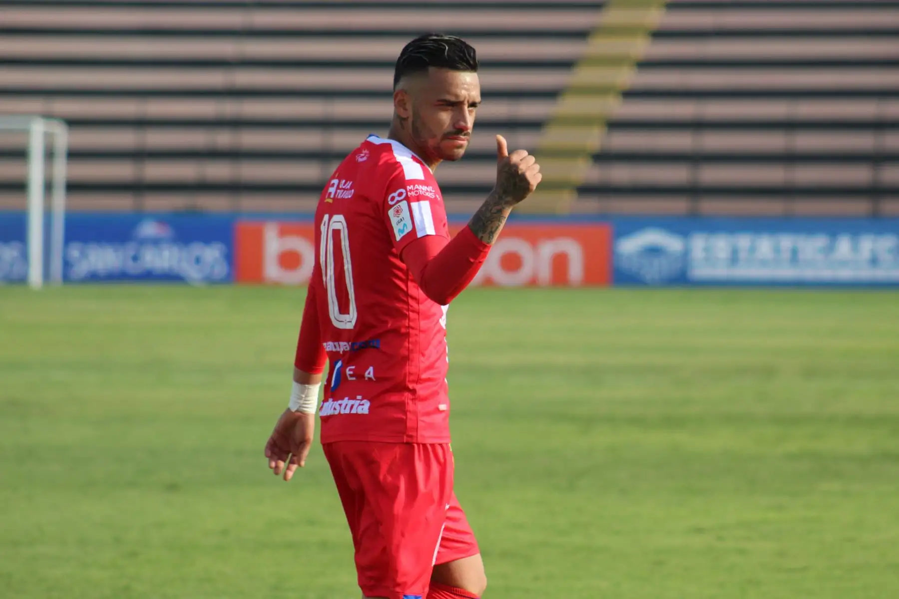 El futbolista Patricio Arce del Mannucci , celebra su gol anotado ante el club Binacional , durante el partido por la fecha 14 de la Liga 1 del Torneo Apertura 2020, en el estadio Miguel Grau.
Foto: @LigaFutProf
