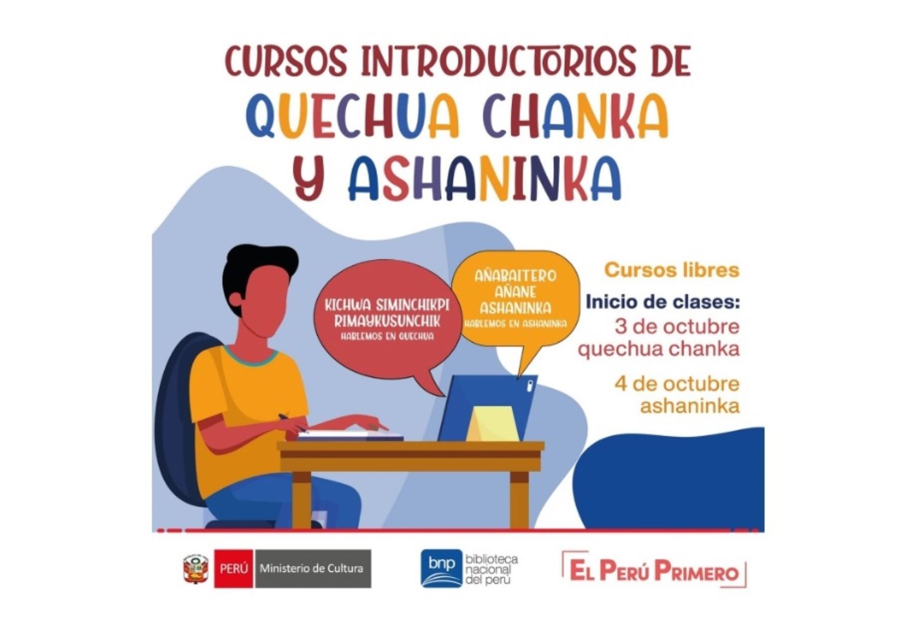 La Biblioteca Nacional y el Ministerio de Cultura organizan cursos para aprender a hablar quechua y asháninka, dos lenguas originarias del Perú.
