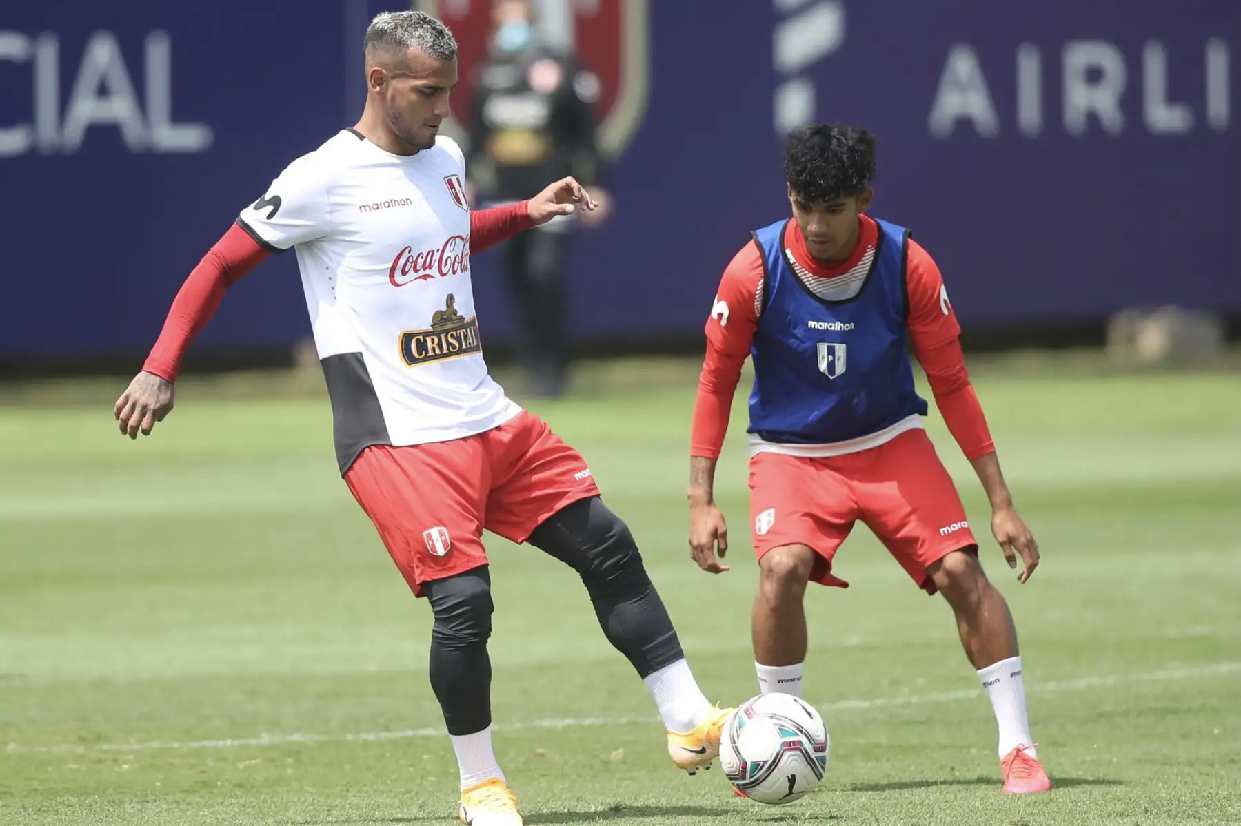 Miguel Trauco durante el entrenamiento de la la selección peruana que trabajó por cuarto día en La Videna.

Foto: FPF