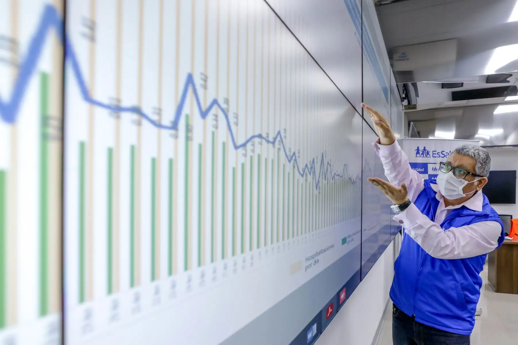 El jefe de la Unidad de Inteligencia y Análisis de Datos de EsSalud, Dante Cersso, explicó las nuevas cifras del mapa de calor. Foto: ANDINA/Difusión