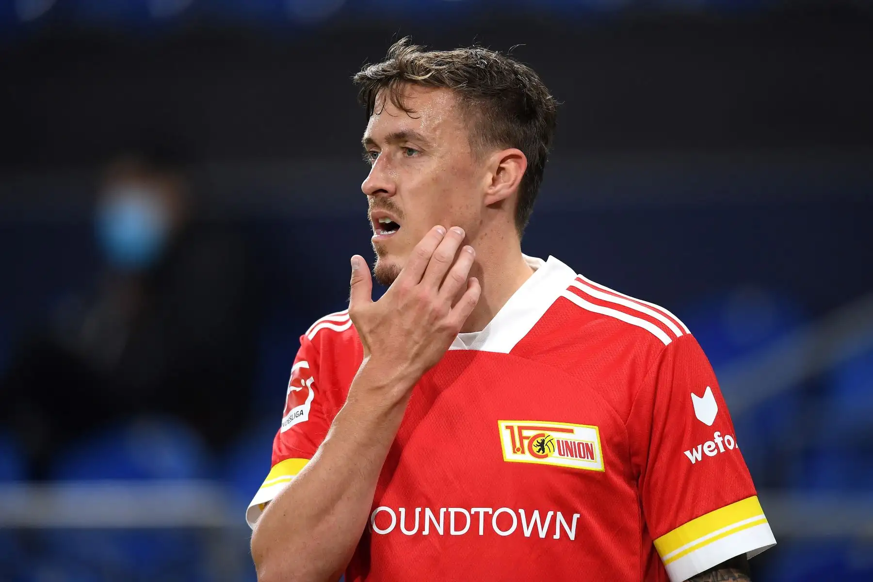 Sebastian Andersson del 1 FC Union Berlin reacciona durante el partido de la Bundesliga en Veltins-Arena en Gelsenkirchen, Alemania. Foto: EFE