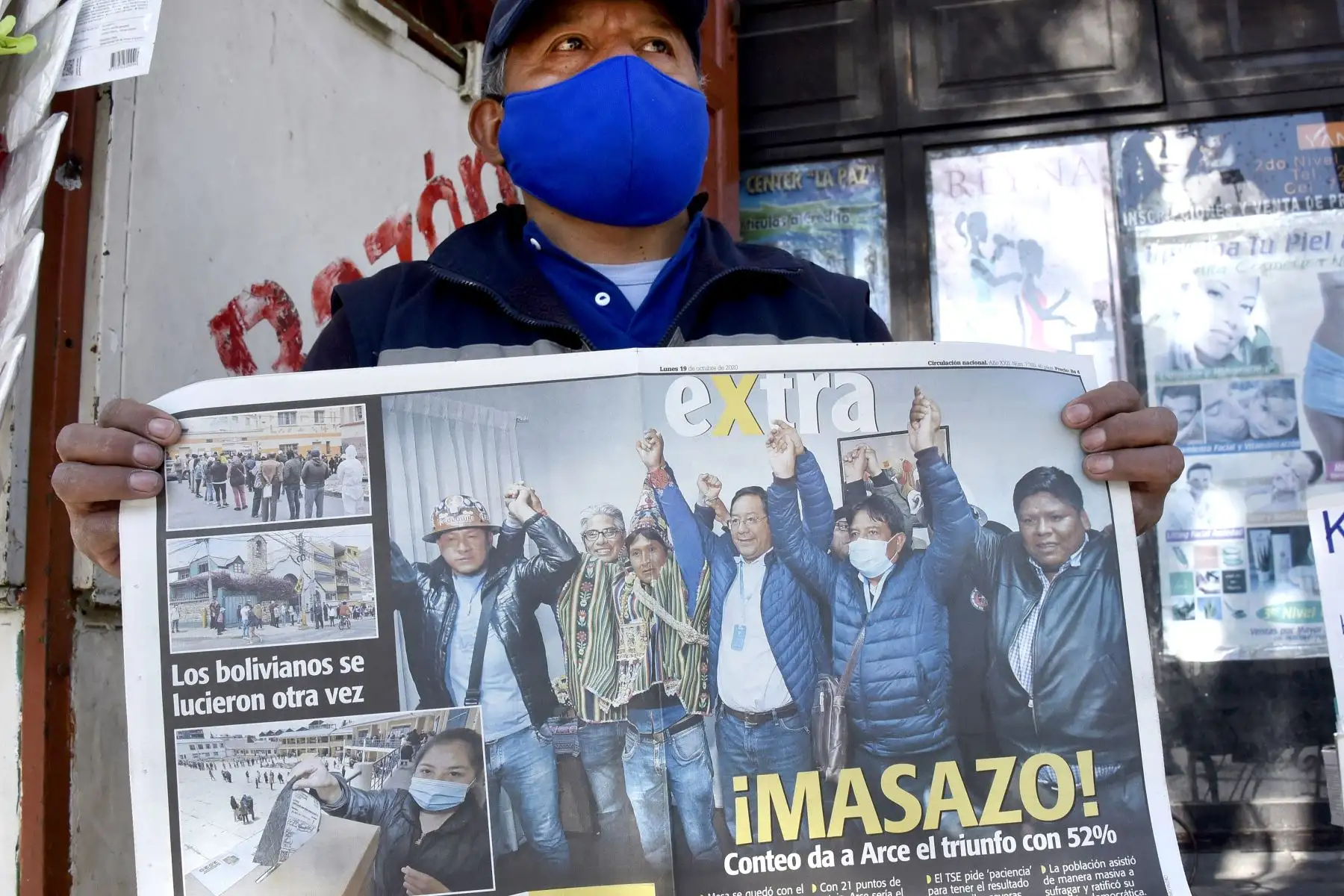 Mientras el conteo oficial avanza lentamente, los saludos a Arce se multiplicaron e incluso el expresidente Carlos Mesa, el candidato centrista que peleó en la cima, reconoció su derrota en primera vuelta. Foto: AFP