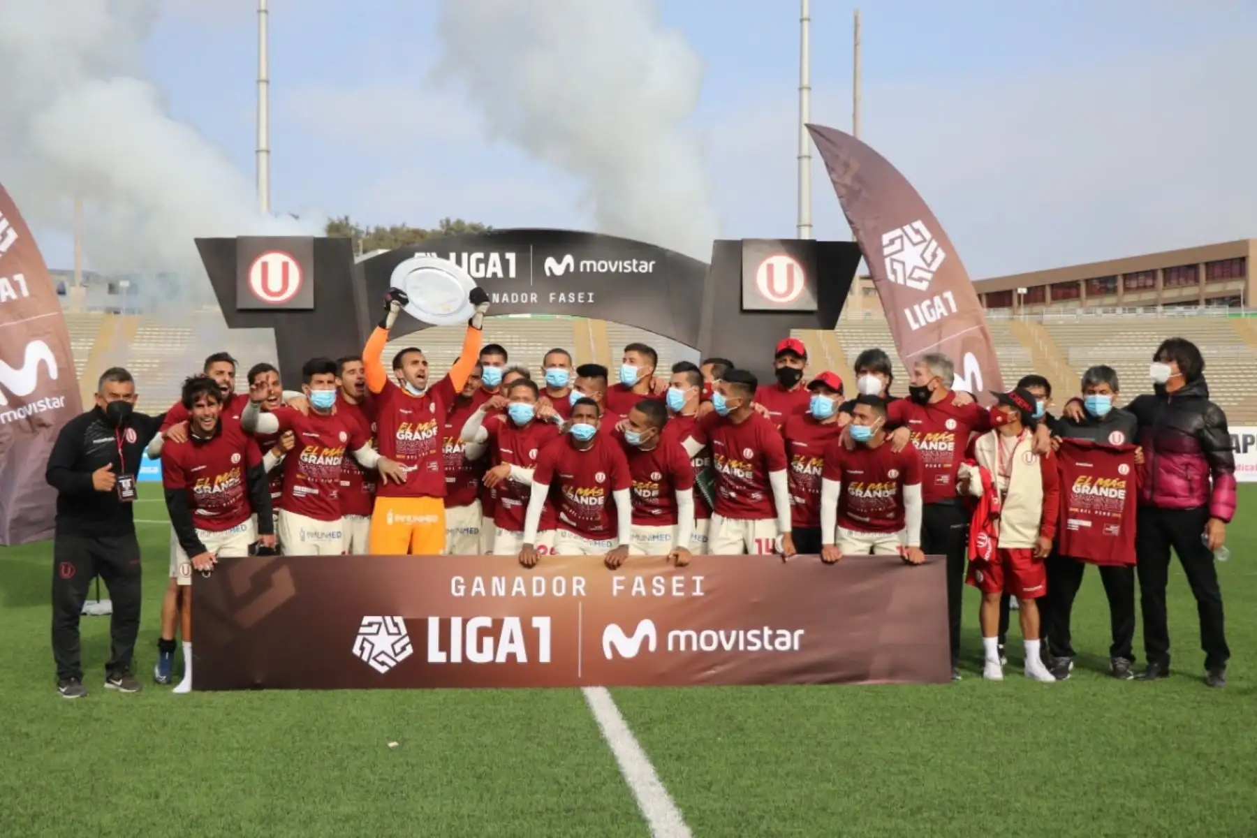 Universitario de Deportes, campeón anticipado del certame1, en el estadio San Marcos. Foto: Liga: 1