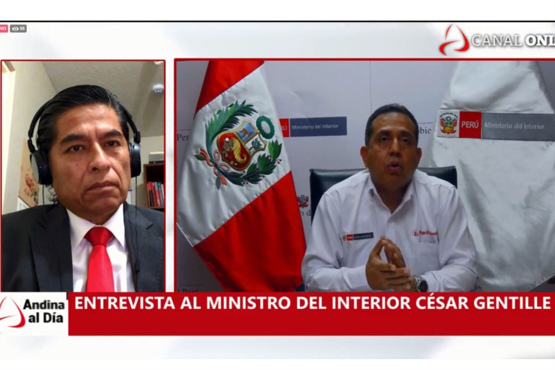 El ministro del Interior, César Gentille, dialogó con Agencia al Día de Andina Canal Online.