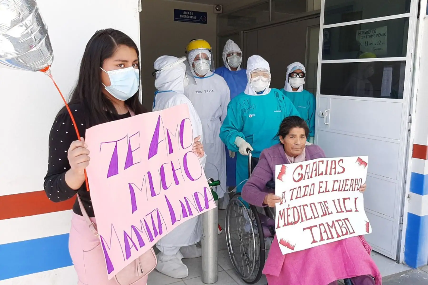 Gregoria Yauri se reencontró hoy con su familia luego de permanecer en la UCI El Tambo (Junín) desde el 15 de setiembre. Foto: ANDINA/Difusión
