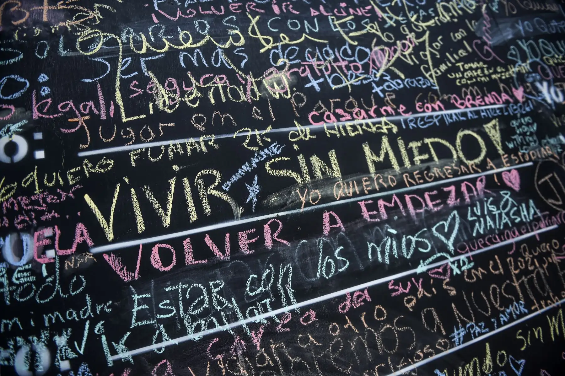 El "Muro de la Esperanza": peruanos plasman sueños a cumplir cuando culmine la pandemia. La pizarra se encuentra ubicada en el Parque Kenendy, en Miraflores. Foto: AFP El "Muro de la Esperanza": peruanos plasman sueños a cumplir cuando culmine la pandemia. La pizarra se encuentra ubicada en el Parque Kenendy, en Miraflores. Foto: AFP