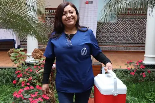 Isabel Fernández Silva, técnica de laboratorio del Instituto Nacional de Salud (INS), ha tomado más de 1,000 pruebas de hisopado nasofaríngeo para descartar la presencia del covid-19.Foto: ANDINA/INS