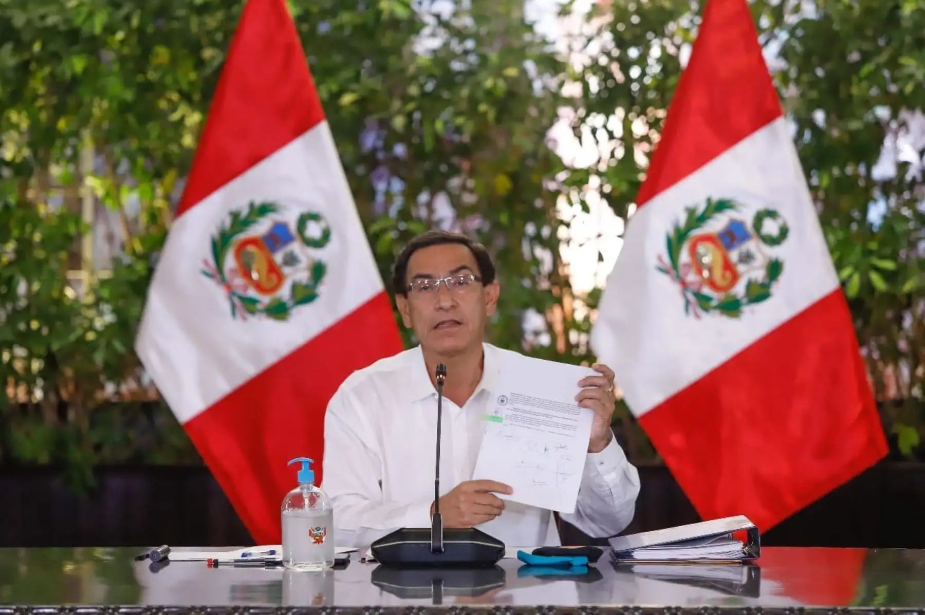 El presidente Martín Vizcarra y los miembros del gabinete ministerial, informan sobre las acciones del Ejecutivo y el Estado de Emergencia por el Covid-19. Foto: ANDINA/ Prensa Presidencia