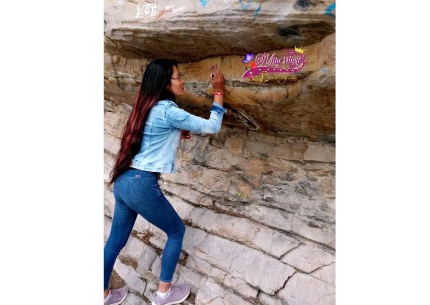 La Dirección Desconcentrada de Cultura de Áncash denunció que una joven realizó pintas en la zona de pinturas rupestres de Pintay Punta, ubicada en el distrito de San Marcos.
