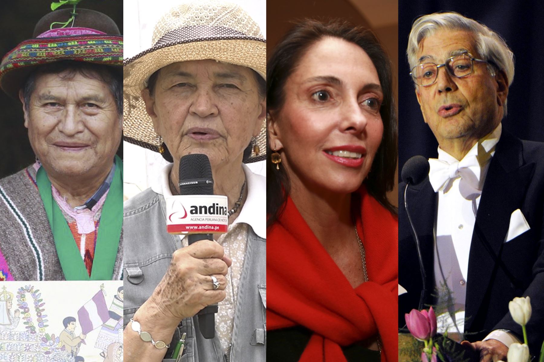 El artista Primitivo Evanán, la arqueóloga Ruth Shady, la empresaria Inés Temple y el escritor Mario Vargas Llosa, son algunos de los personajes que entrevistará la periodista Alejandra Puente en "Peruanos al Bicentenario" de TV Perú. ANDINA/Difusión