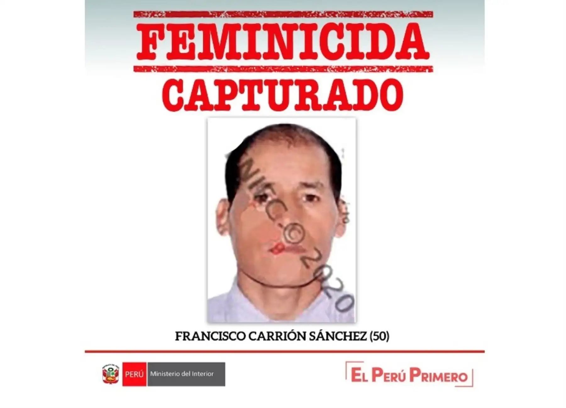 Policía Nacional confirmó la captura de Francisco Carrión, acusado de presunto feminicidio en Cajamarca por la muerte de su ex esposa Juana Vásquez.