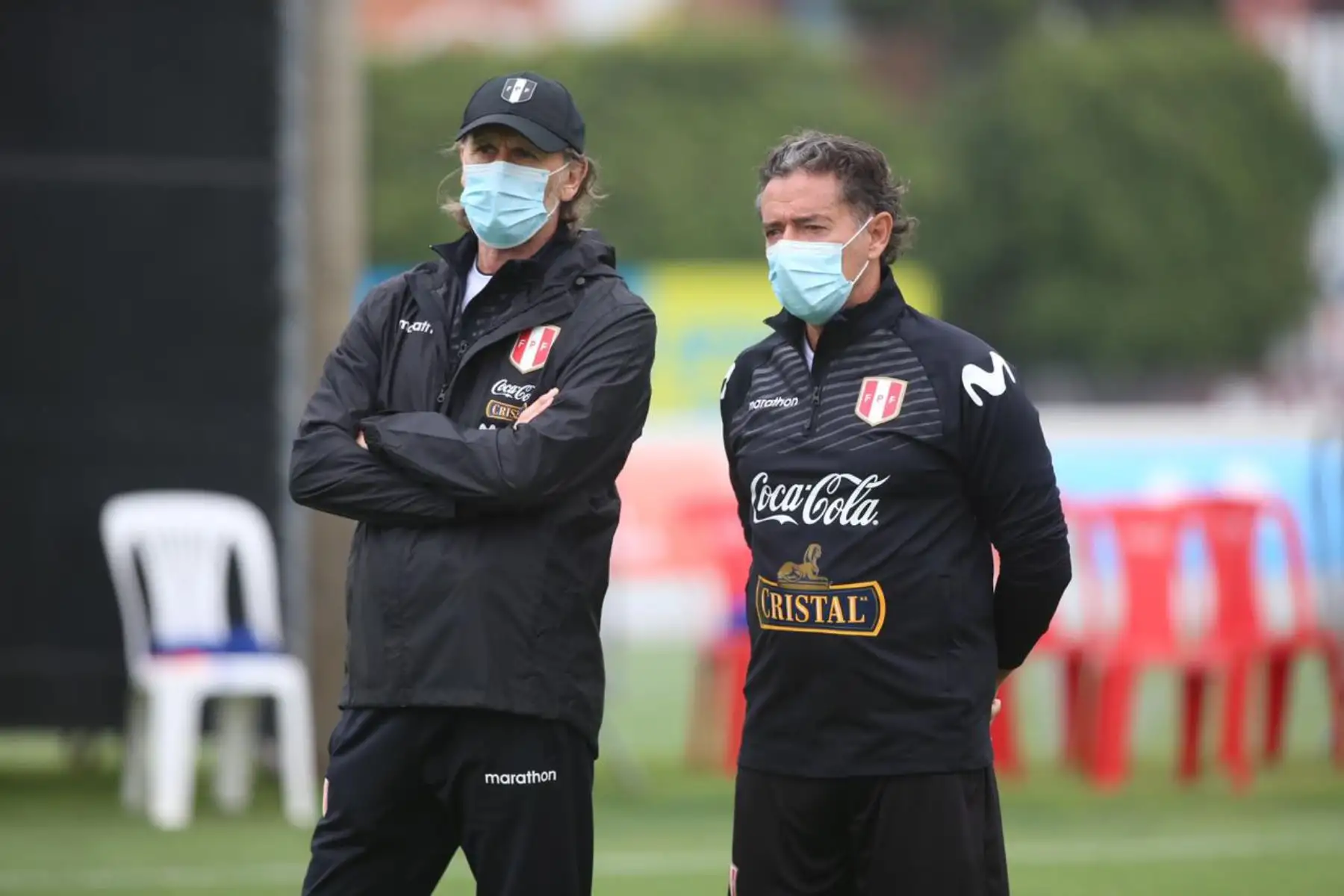 Ricardo Gareca en entrenamientos de la Selección Peruana en la Videna FPF, con miras al primer duelo ante la selección de  Chile por las Clasificatorias a Qatar 2022.
Foto: @SeleccionPeru