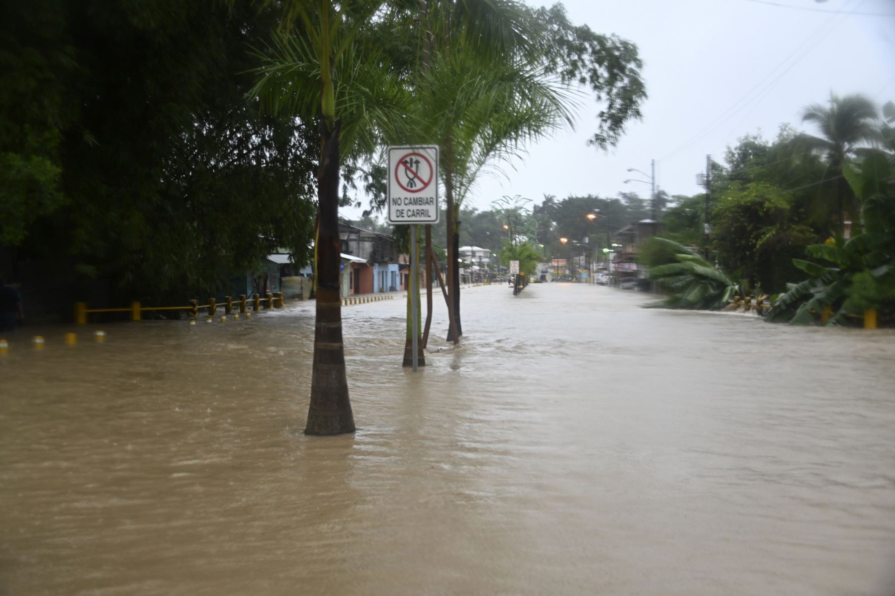 Vista de una calle inundada por las fuertes lluvias provocadas por el huracán Eta, ahora degradado a tormenta tropical, en Puerto Barrios, Izabal 310 km al norte de la Ciudad de Guatemala.
Foto: AFP