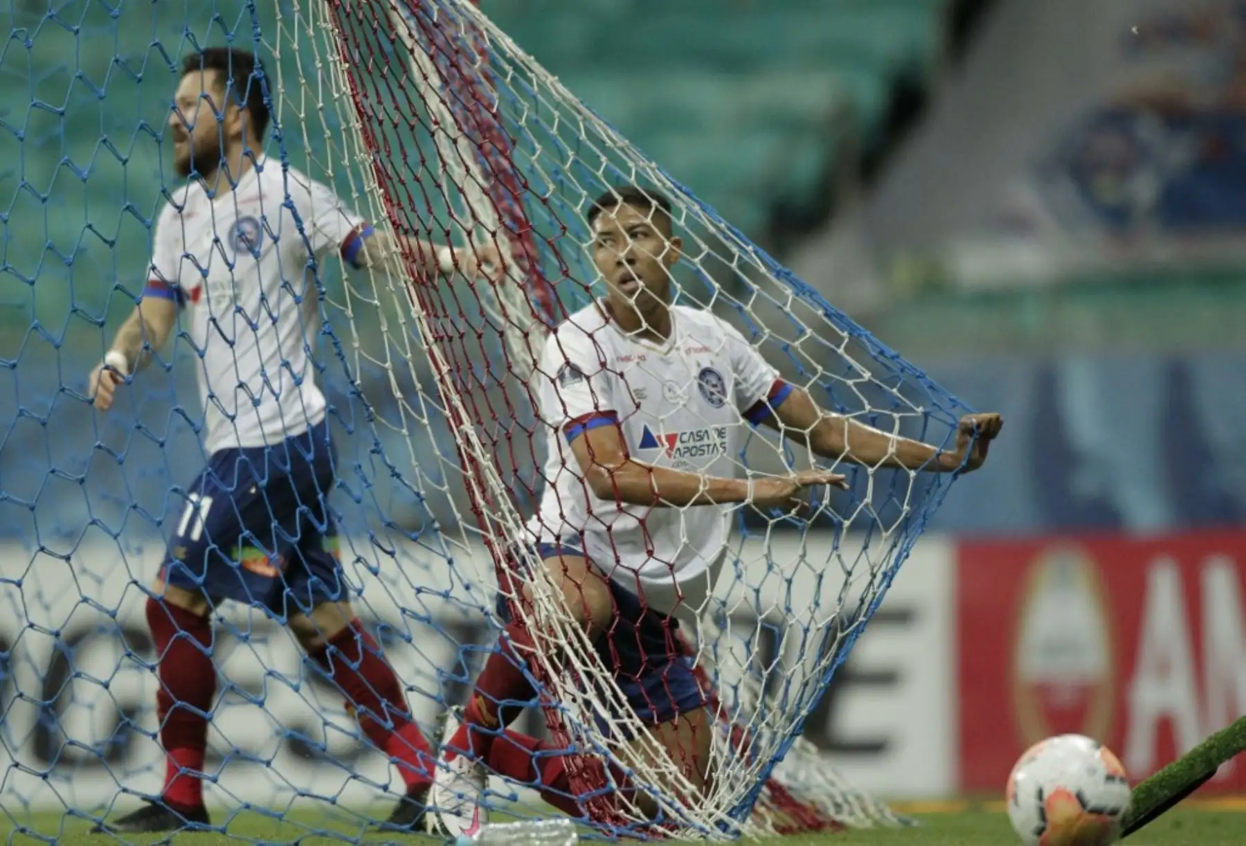 Saldanha de Brasil es visto durante un partido de fútbol de segunda ronda de la Copa Sudamericana a puerta cerrada contra Melgar de Perú en el Fonte Nova Arena en Salvador, Brasil. Foto. AFP