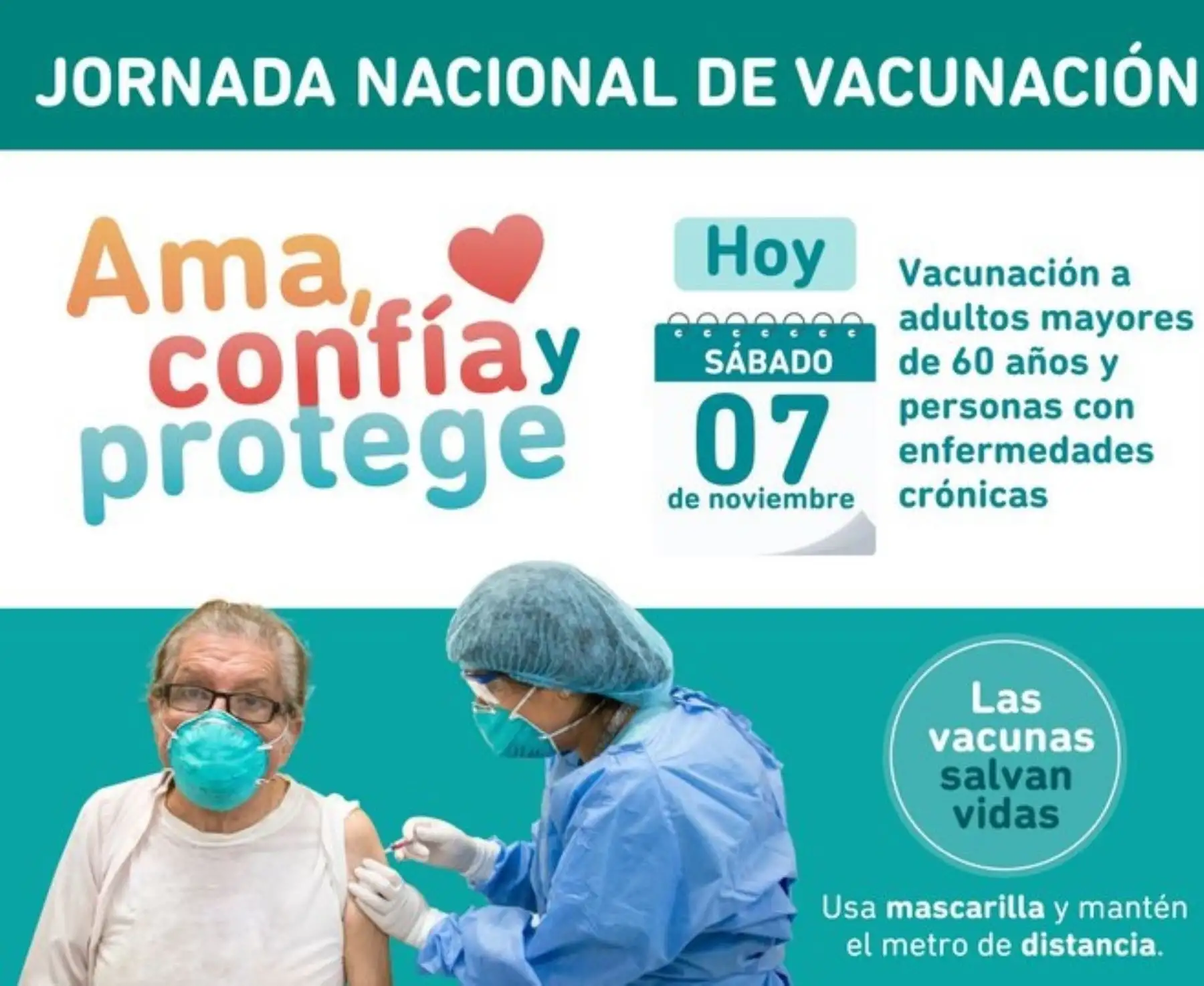 Cerca de 5,000 puntos de vacunación estarán al servicio de la población este fin de semana en todo el país. Foto: Minsa.