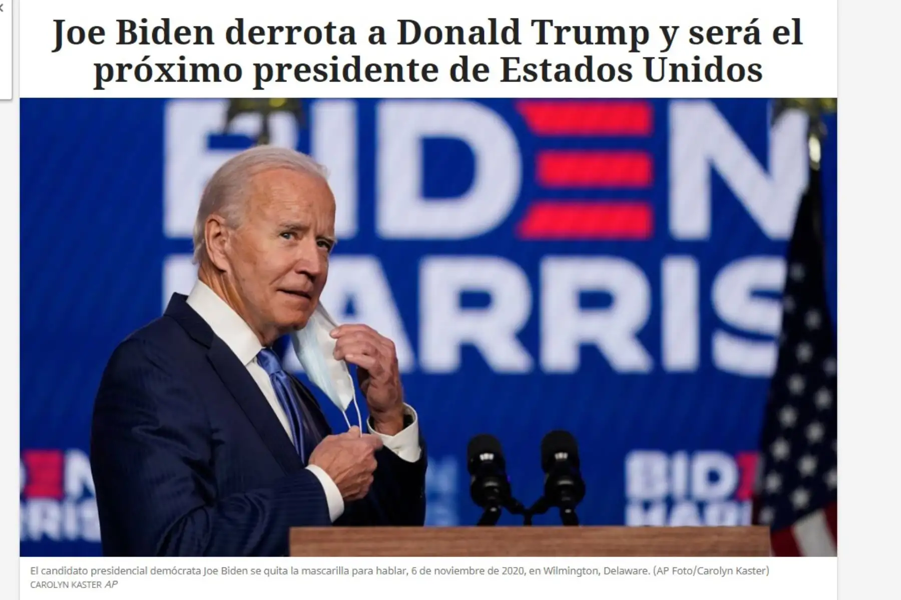 Pordada El Nuevo Herald .El mundo reacciona a la victoria de Joe Biden y Kamala Harris en las elecciones de EE.UU.
Foto: Internet