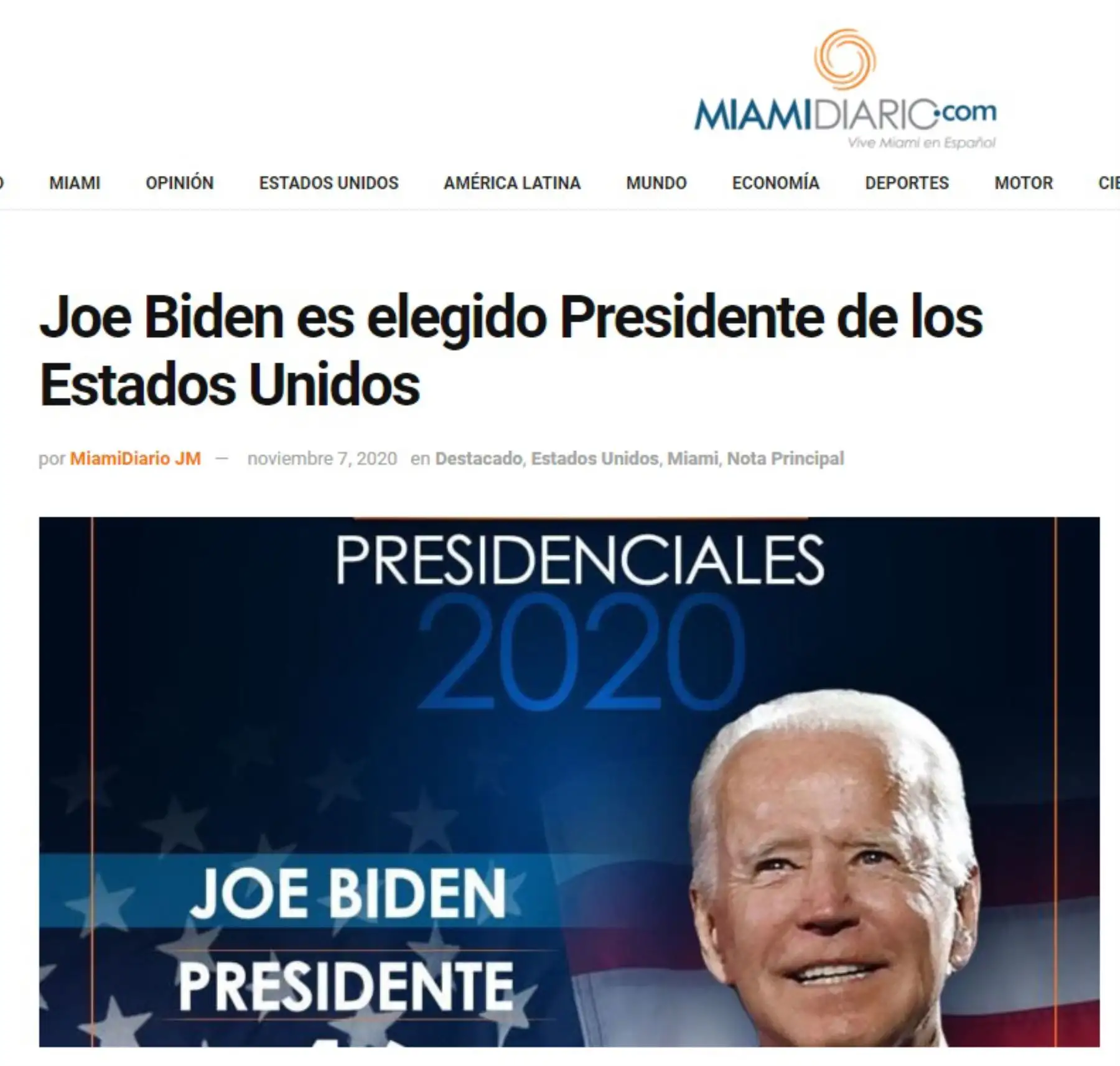 Pordada Miami Diario.El mundo reacciona a la victoria de Joe Biden y Kamala Harris en las elecciones de EE.UU.
Foto: Internet