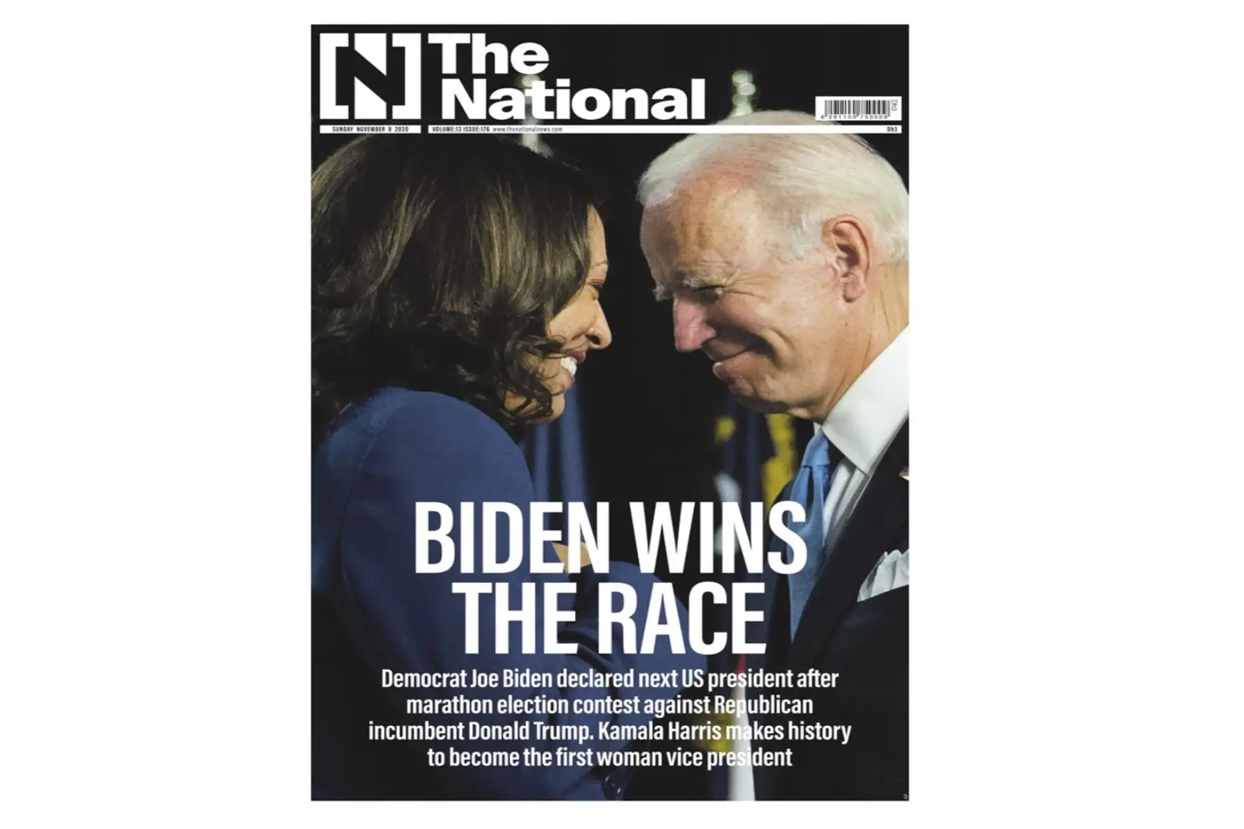 La victoria de Joe Biden en las elecciones de Estados Unidos, es portada en los principales diarios del mundo . The National