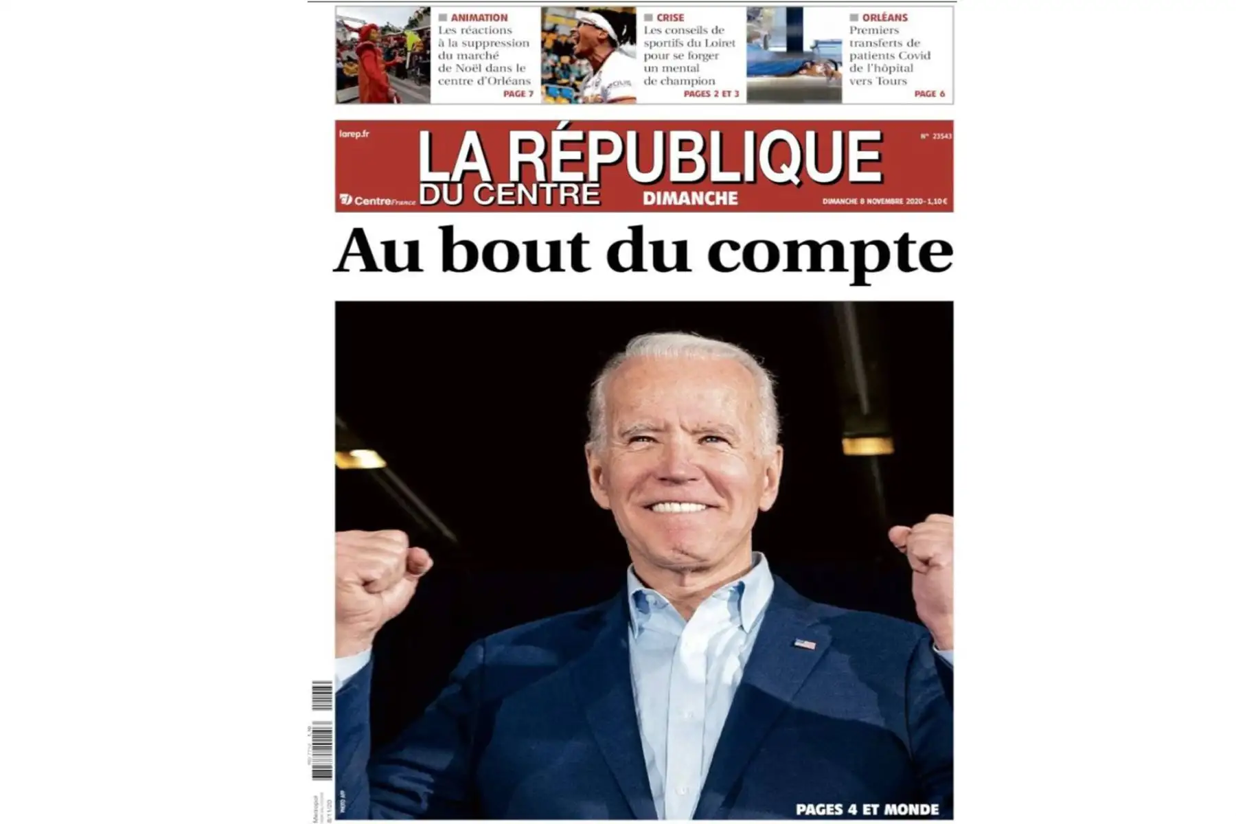 La victoria de Joe Biden en las elecciones de Estados Unidos, es portada en los principales diarios del mundo. La République