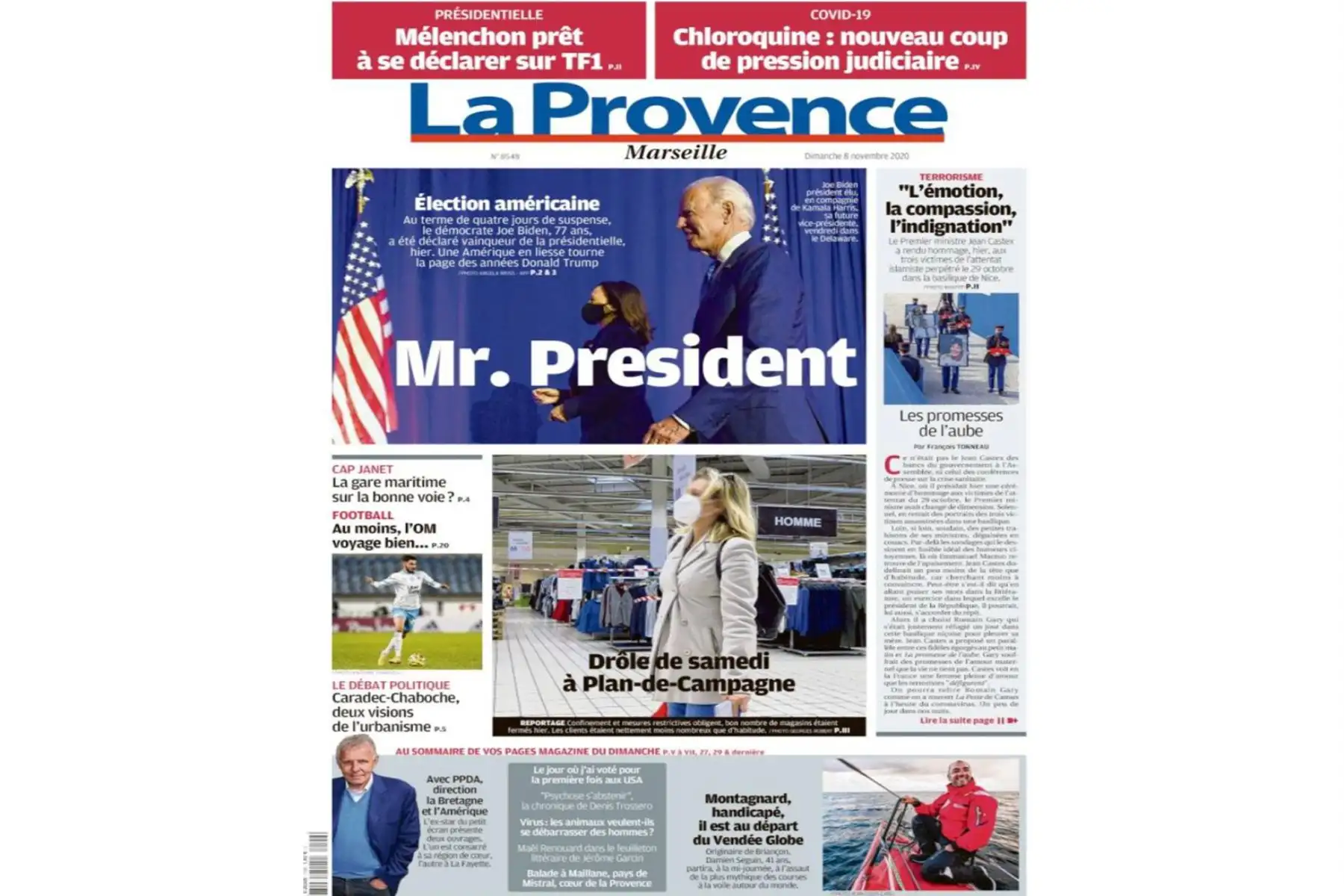 La victoria de Joe Biden en las elecciones de Estados Unidos, es portada en los principales diarios del mundo. La Provence
